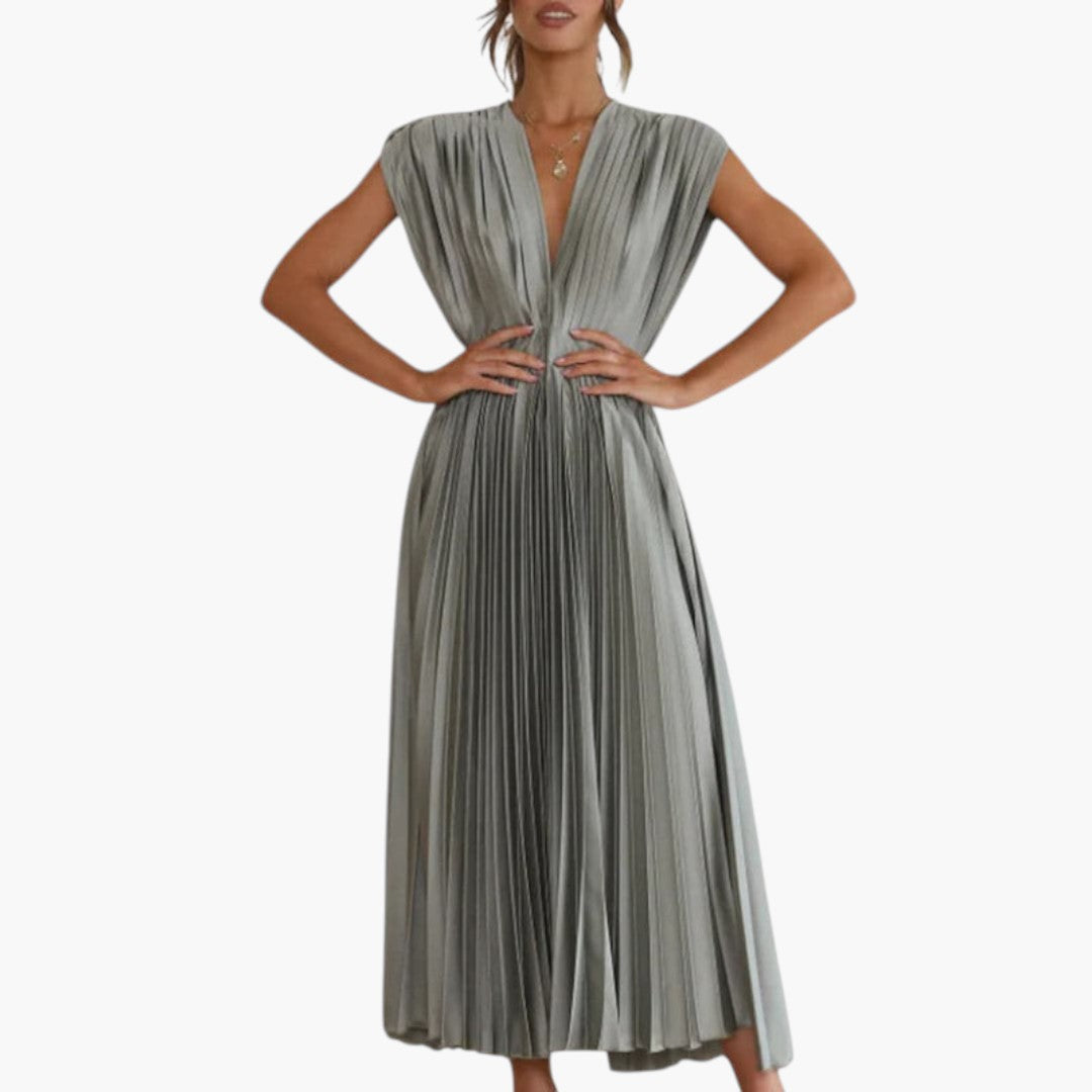 Image of Damen V-Ausschnitt A-Linien Midikleid