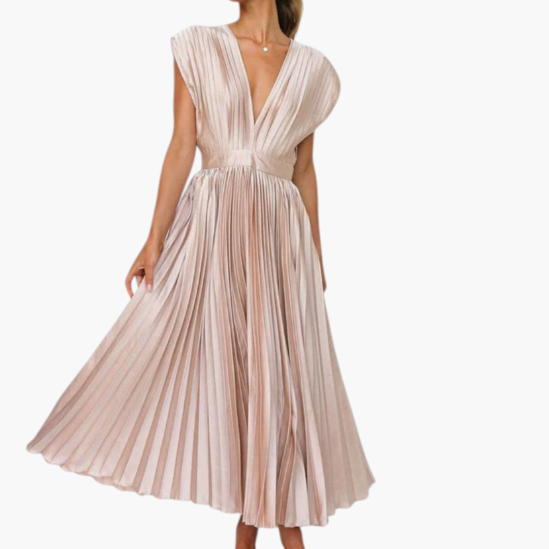 Image of Damen V-Ausschnitt A-Linien Midikleid