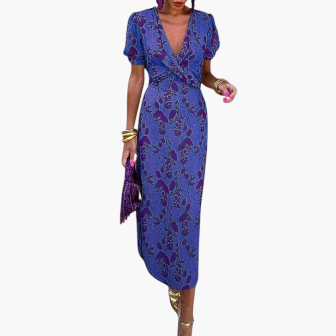 Image of Damen V-Ausschnitt Wickel-Midikleid