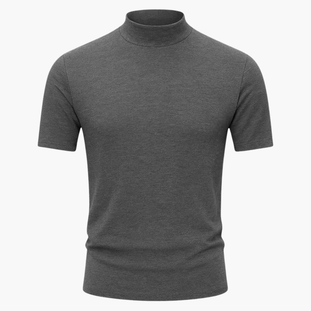 Image of Herren Mock Neck Fitted T-Shirt